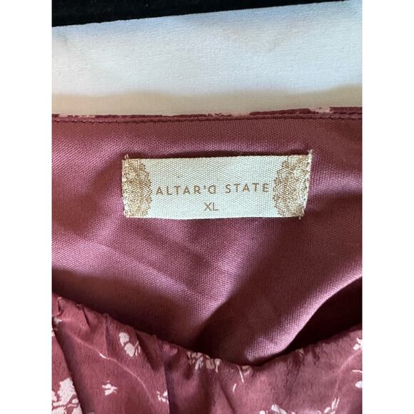 Altar’d State Women’s NWT Mauve Floral Puff Sleeve Crop Top - XL - Picture 7 of 10